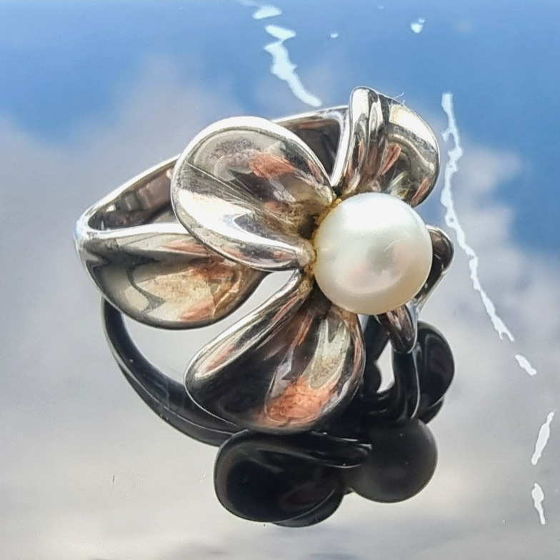 ANN KING 925 STERLING SILVER7.5mm FRESHWATER PEARL ORCHID FLOWER