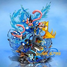 Figura Greninja Dibujos Animados Estatua Modelo Juguetes con Base de Luz LED Adorno 30cm Regalo