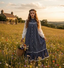 Gunne Sax Vintage Sz 9 Cottagecore Prairie 100 Cotton Long-sleeve Midi Dress