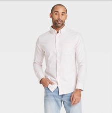 Men  s Long Sleeve Poplin Shirt  Goodfellow  Co  Pink S  Slim Fit  NWT