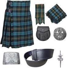Scottish Traditional 8 Yards Tartan Kilt Outfit for Men Gunn Ancient, 36