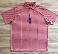 FootJoy Men's Classic Pen Stripe Polo Golf Shirt Flamingo White XL