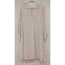 Alice + Olivia Cream Sequin V-neck Dress Size Medium