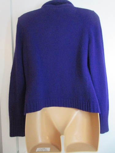LAUREN WOMENS SMALL SWEATER SHRUG WOOL ANGORA BLEND CABLE KNIT COLLAR DK VIOLET - Picture 3 of 10