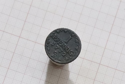 🧠🇩🇪 GERMANY SAXONY 1 PFENNIG 1772 C DOT B66 #983 - Picture 2 of 3