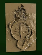 3D STL Model COMPASS & SEA SHEEP for CNC Router Carving Aspire Artcam 3D Printer
