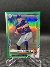 2021 Bowman Draft Chrome CALVIN ZIEGLER 1st Bowman Green Refractor /99 NY Mets