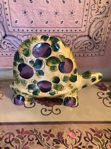Vintage Turov Purple And Green Turtle Hand Made Art Ceramics - Picture 2 of 5