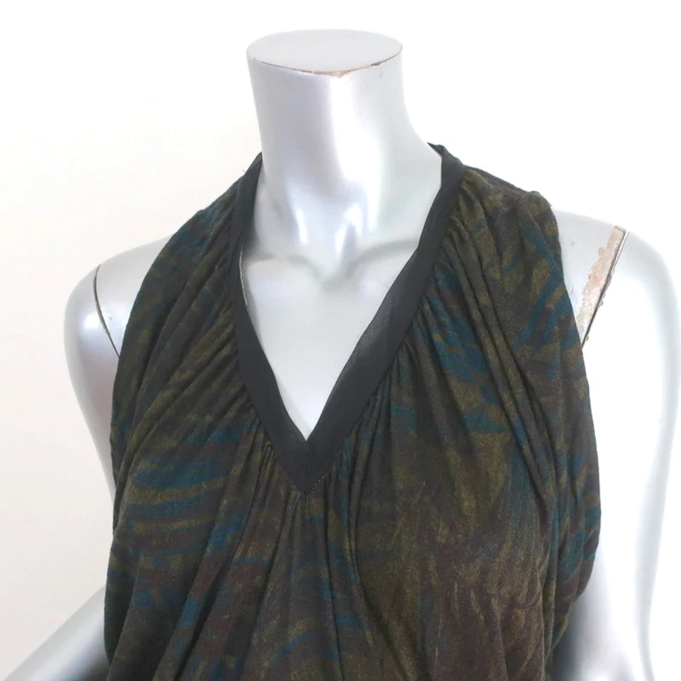 Lanvin Dress Palm Leaf Print Jersey Size Small Sleeveless V-Neck - Image 3 of 4