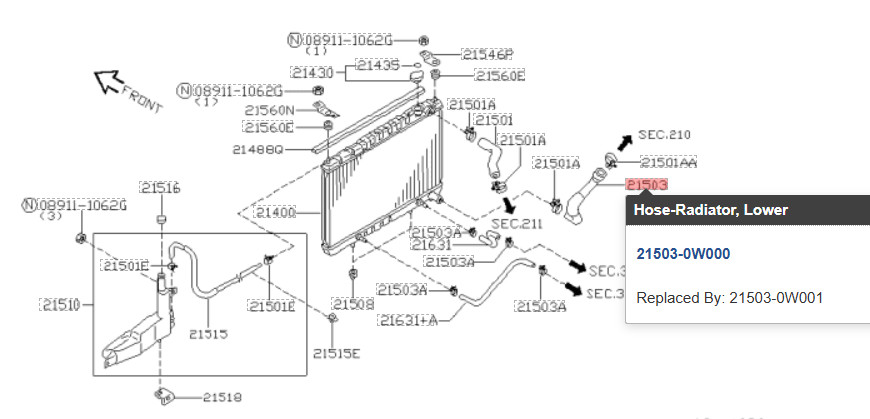 LOWER Radiator Coolant Hose Gates 22275 FOR Nissan Pathfinder INFINITI QX4 3.3L