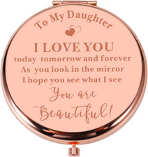 Daughter Gift from Mom Dad Rose Gold Compact Makeup Mirror Stocking Stuffers for