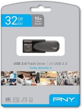PNY Elite Turbo Attache 4 32GB USB 3.0 Type A Flash Drive Black