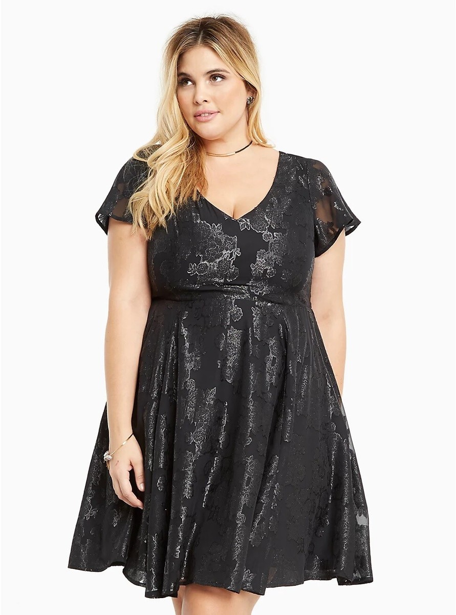 lurex skater dress Ava & Yelly Lurex Boucle Mock Neck Skater - Grey