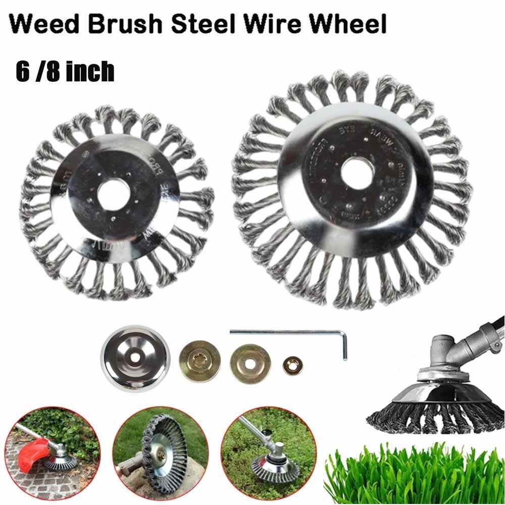 6" 8" Grass Strimmer Head Trimmer Brush Steel Wire Wheel Weed Trimmer