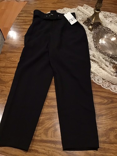Zara High Waisted Belted Pants Trousers 