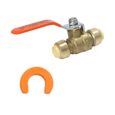 1 Pack XFITTING 1/2" Push Fit Ball Valve w. Removing Clip , Lead Free Brass 