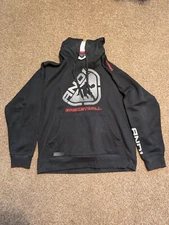 AND1 Black Hoodie Pullover Logo Sweatshirt Poly/Cotton Blend Large Preowned