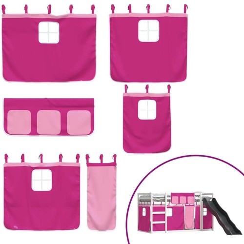 Bunk Bed with Slide and Curtains Pink 80x200 cm vidaXL - Picture 5 of 12