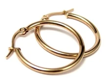 Hoop Earrings Yellow Gold PVD Hypoallergenic Surgical Steel 2 Sizes Offered