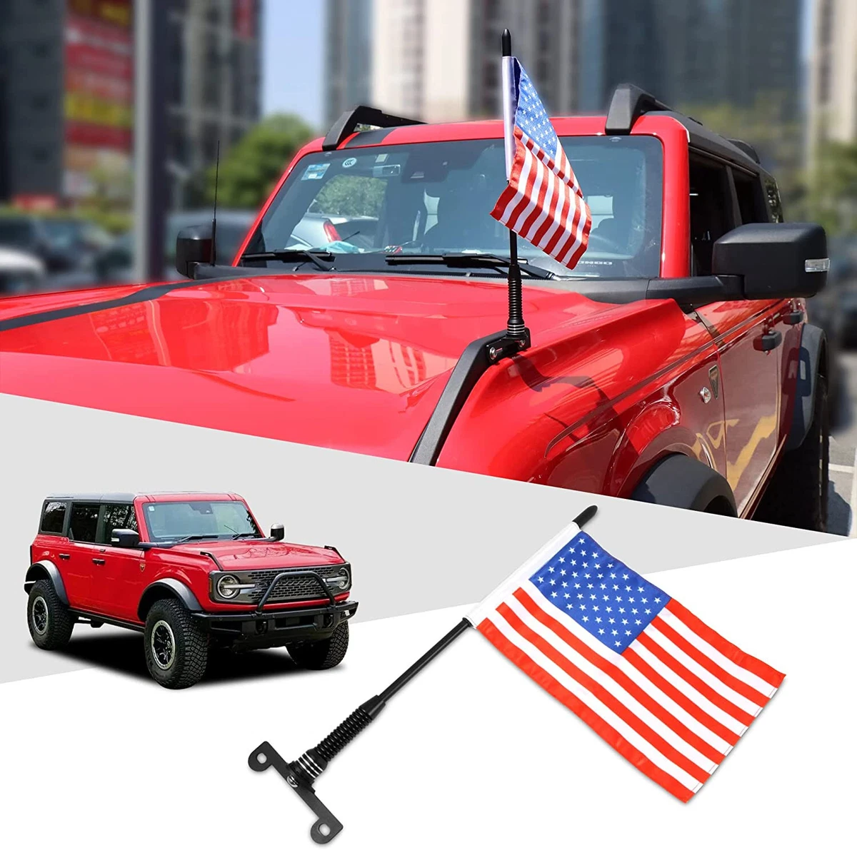 Front Engine Hood Flag Mount Holder Decor Stand for Ford Bronco 2021 2022  2023 | eBay