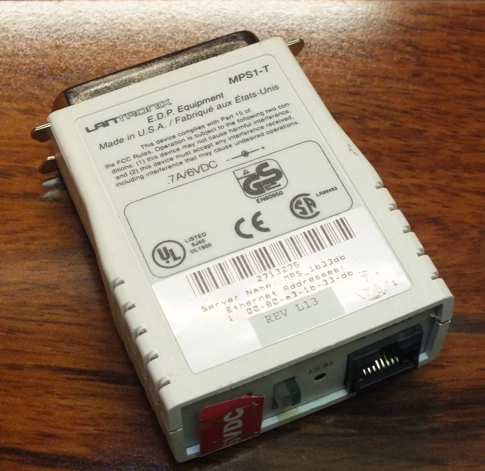 Lantronix (MPS1) Ethernet Micro Print Server Adapter with AC Power Supply *READ* - Image 4 of 4