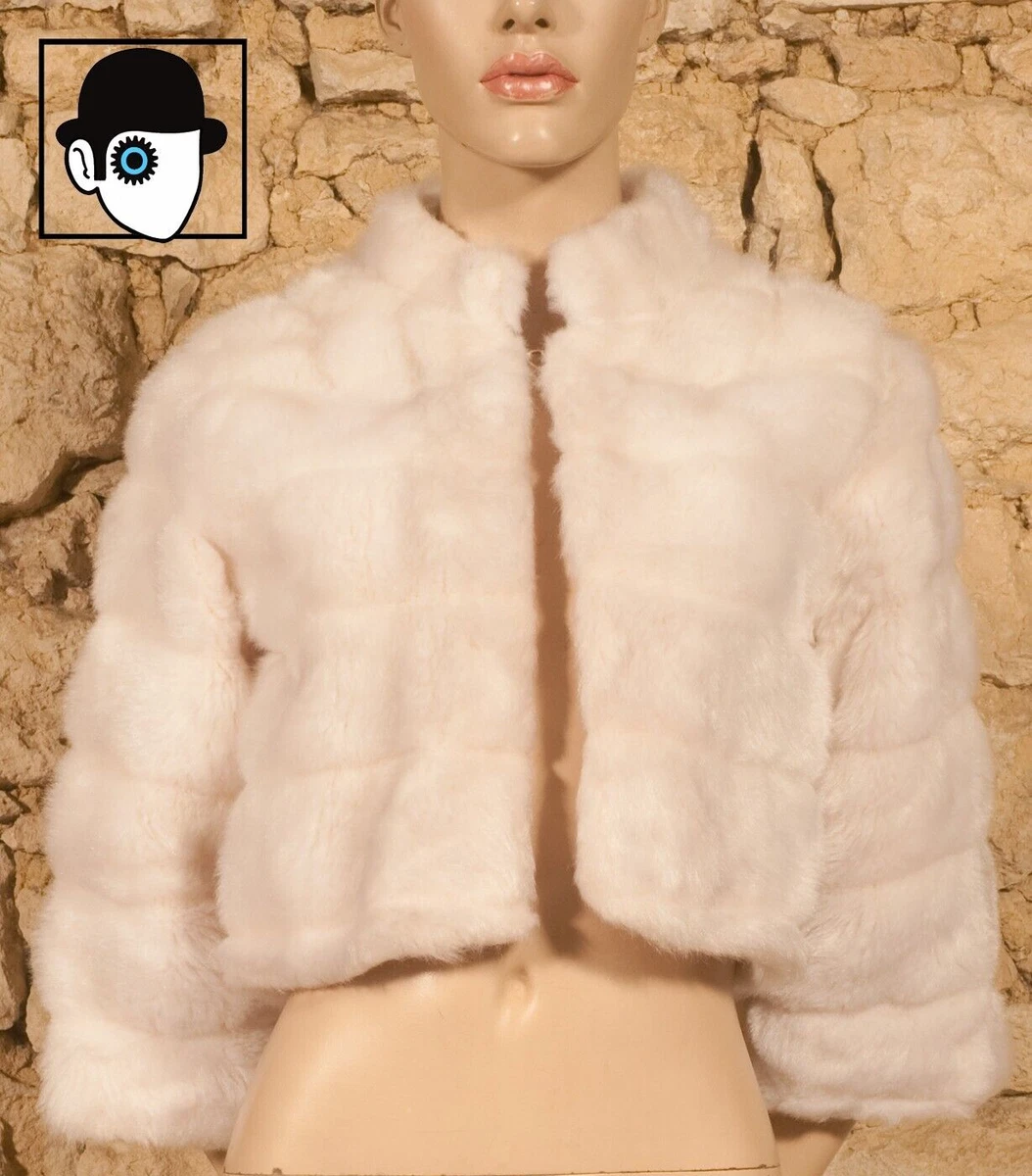 VINTAGE 60 s FAUX FUR BOLERO JACKET UK 8 10 US 4 6 FR 36 38