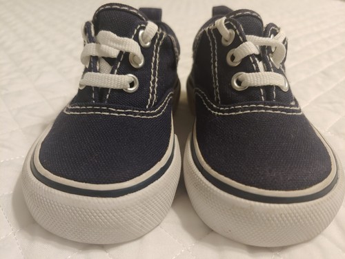 Toddler Size 4 Baby Gap Navy Blue Lace up Low Cut Canvas Sneakers - Picture 2 of 8
