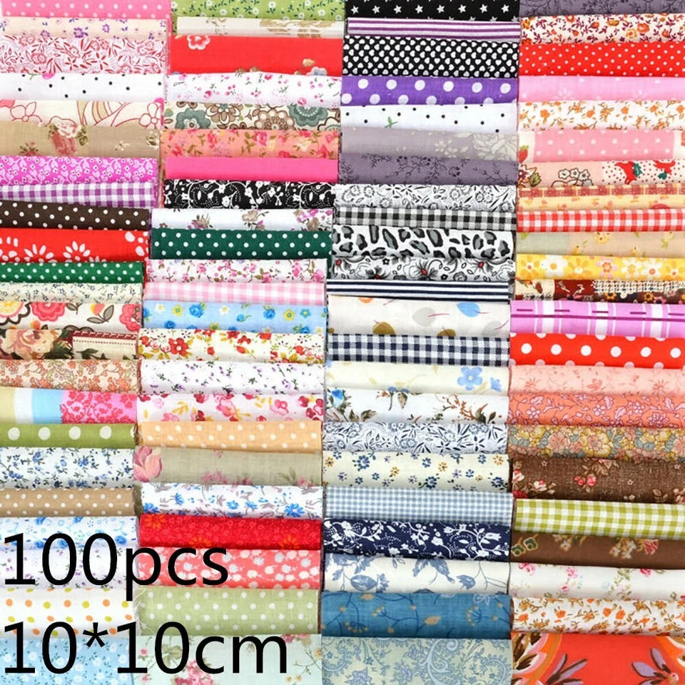 100pc 10 * 10cm Quadratisches Stoffb??ndel Patchwork Kleidung N?hen Quilten - Bild 3 von 4