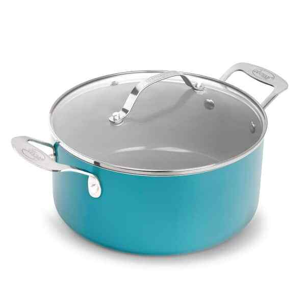 Aqua Blue 5qt. Aluminum Ceramic Nonstick Stock Pot with Glass Lid Cookware Set