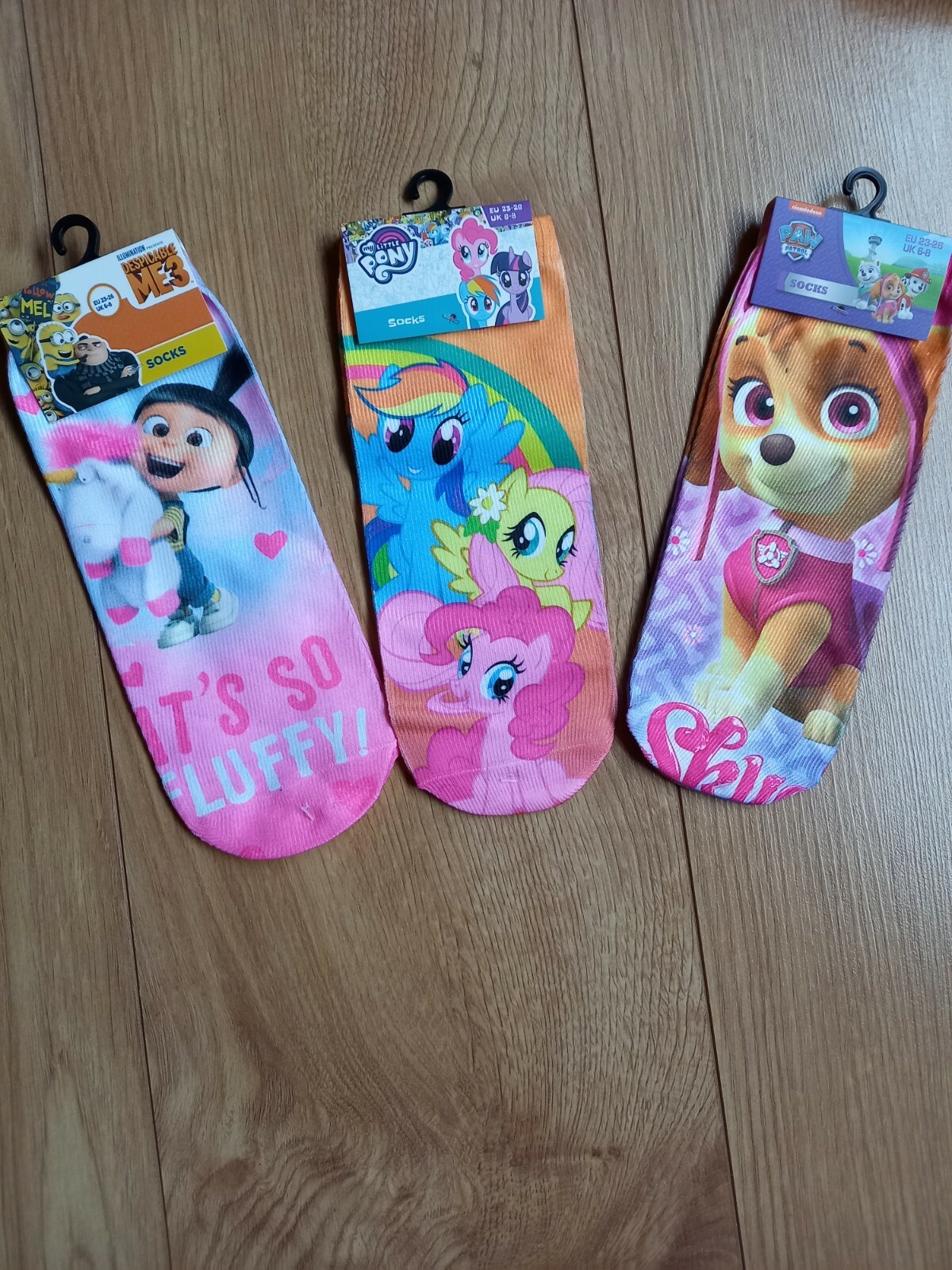 3 paia di calzini pantofole bambini Cattivissimo Me Little Pony Paw Patrol qualsiasi taglia 6 12 2
