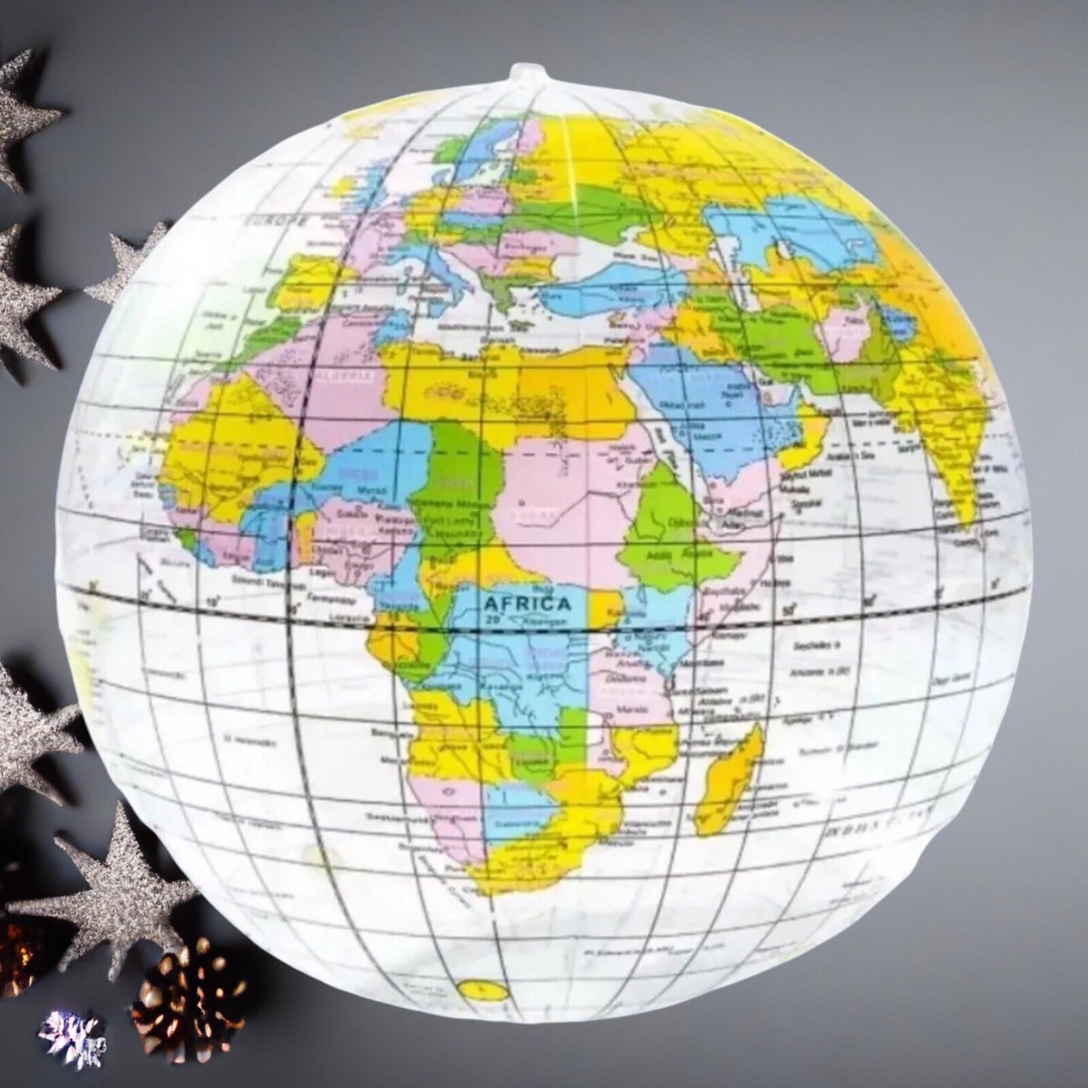 Palloni Gonfiabili Set Di 3 Globi Gonfiabili Da 16 Pollici - Palla Spiaggia, Mappa Mondo, Geografia, Decorazione Palla Mondo Geografia 16 Pollici