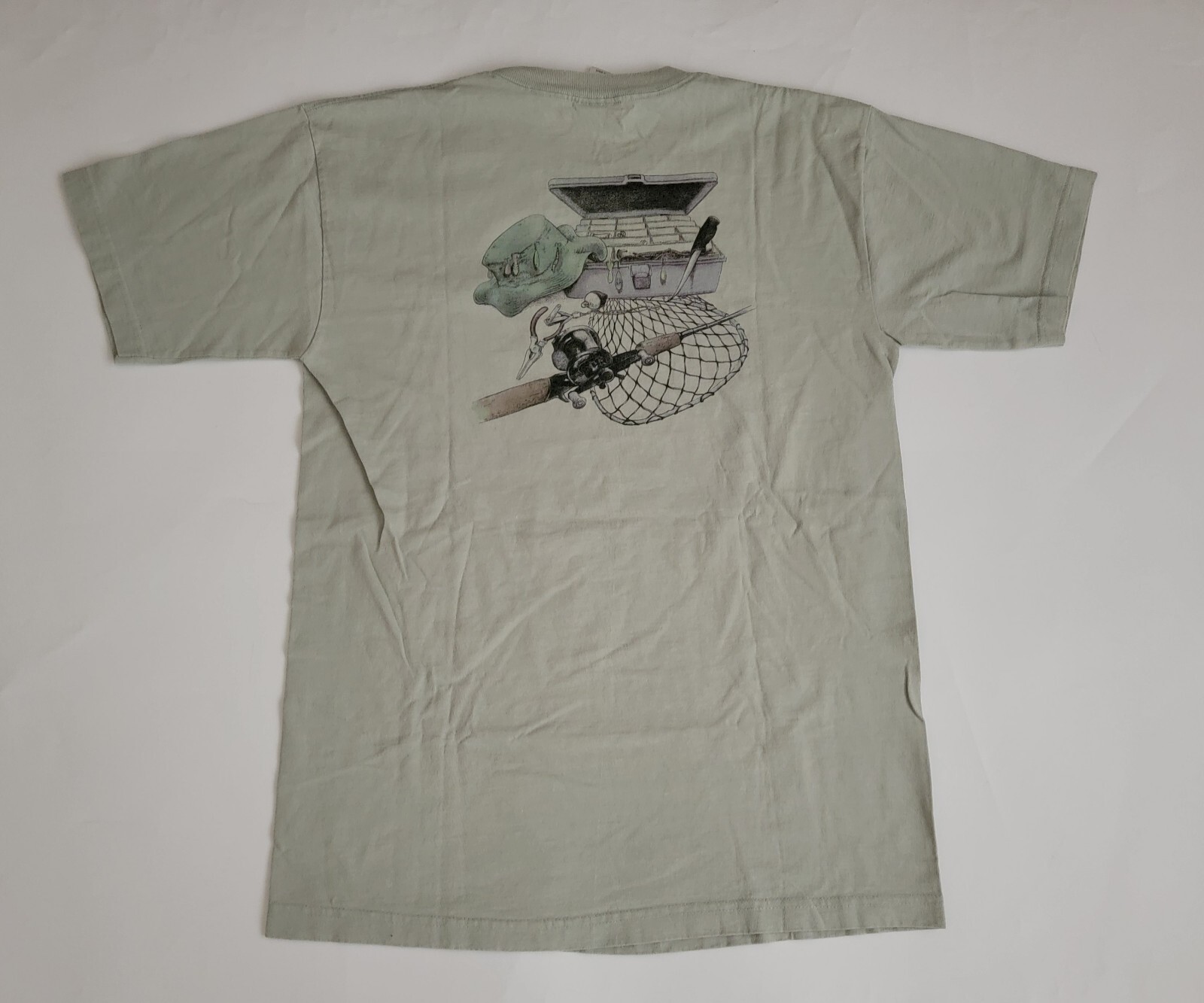 Lifeforms T-shirt Large Mens Fisherman Fishing Double Sided Shirt Outdoor Green 