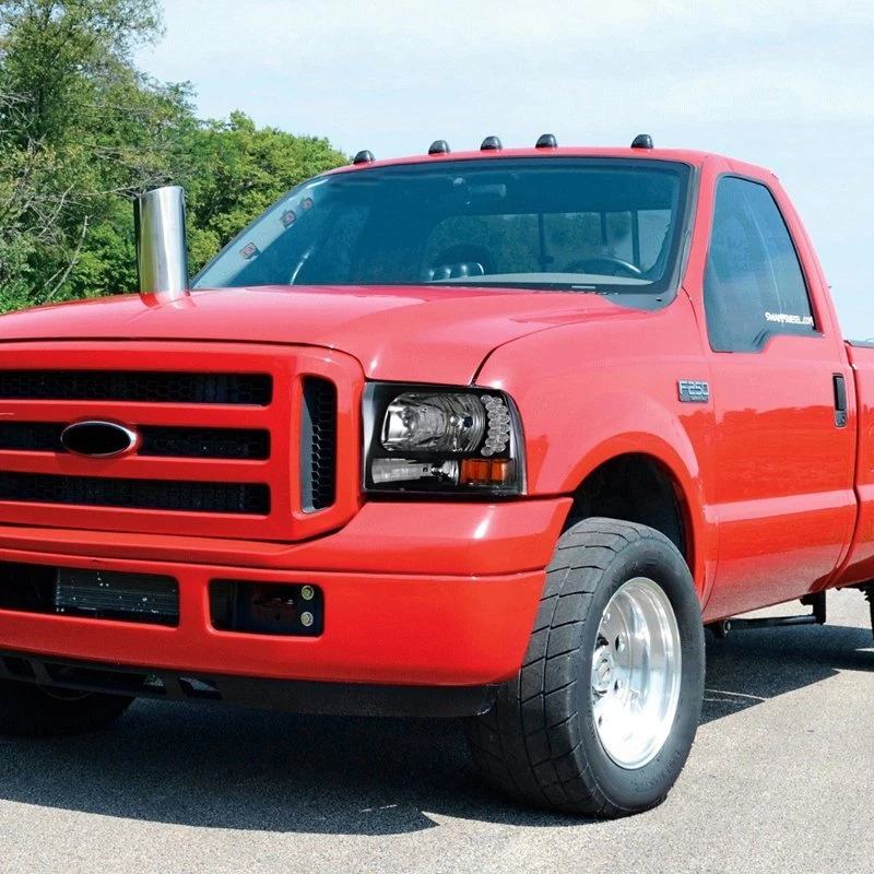 BLACK HOUSING LED HEADLIGHTS W/AMER REFLECTOR FIT 99-04 FORD F250/350 SUPER DUTY - Image 4 of 4