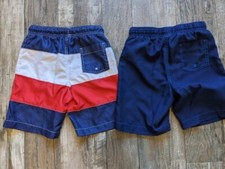 LOT Land's End size S 8 boys swim bathing suit trunks shorts red white blue