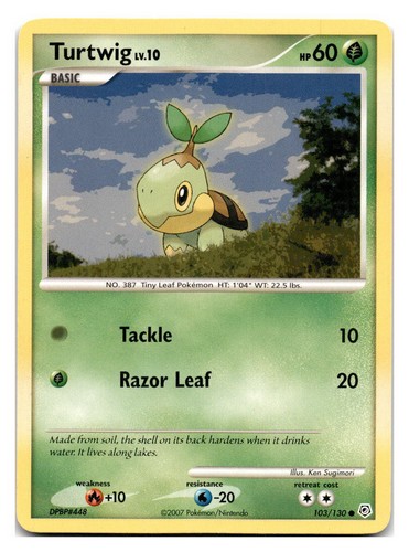 2007 Turtwig 103/130 Common Pokemon Card Diamond & Pearl Base Set