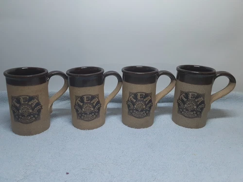 Set Of 4~ Vintage Madrigal Stoneware Rustic Tea Mugs~ Made In England