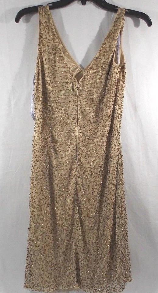  JS COLLECTIONS LIGHT GOLD FORMAL DRESS/SIZE 6 /MODELE/OVERLAY/LACE NWT - Image 3 of 4