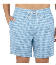 Bonobos 7"Lined Swim Trunks Light Blue Diamond Size Large Bathing Suit UPF 50 