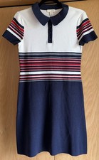 MAISON JULES Red White & Navy Blue SWEATER DRESS Striped Short Sleeve Casual