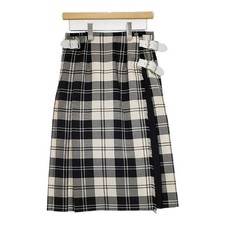 O'NEIL OF DUBLIN Tartan Check Wool Kilt Wrap skirt White black 5-1022T  