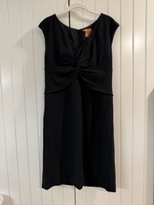 Tory Burch Black Wool Sheath Dress Twist Front Sleeveless Size 10 Knee Length