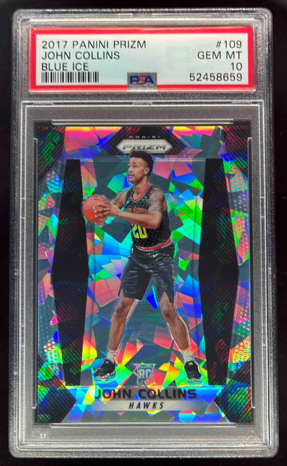 2017-18 Panini Prizm Prizms Blue Ice #109 John Collins RC /99 PSA 10