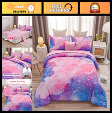 Outer Space Bedding Set - 3D Printed Comforter Quilt Set, Full Size, 6Pcs, Glitt