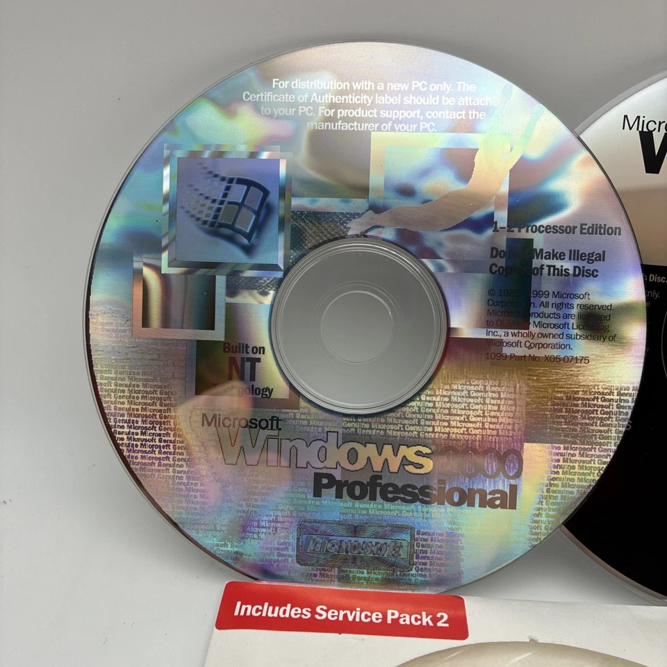 Microsoft Windows 2000 Professional CD SP2 Distributed W/ New PC Package No Key - Image 2 of 4