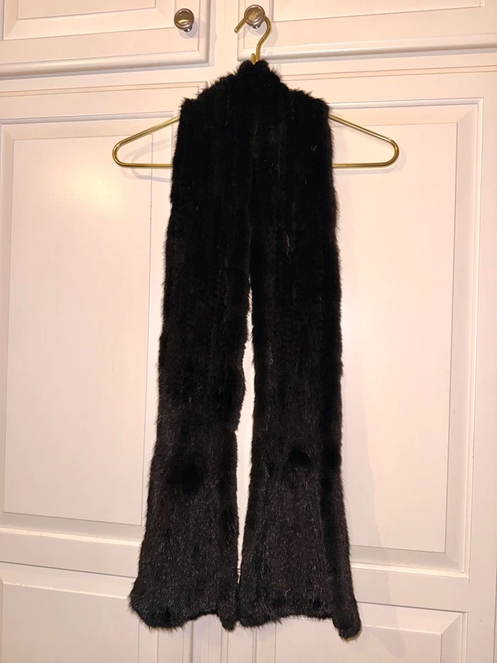 Bufanda/estola de piel de visón Nina-Ricci 100 % auténtica vintage marrón chocolate Foto 2 de 3