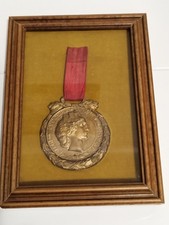 Medaglia bronzo anno 1925 Esposizione Campionaria Mondiale di Roma incorniciata