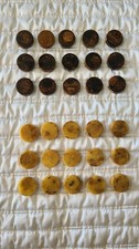 Vintage Marbled Chocolate Brown - Butterscotch Bakelite Backgammon Chips- Set 30