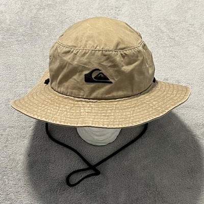 Quiksilver Hat OS Beige Embroidered Logo Adjustable Bucket Cap