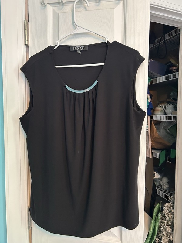 Euc Kasper Black Embellished Blouse Shirt Size Xl