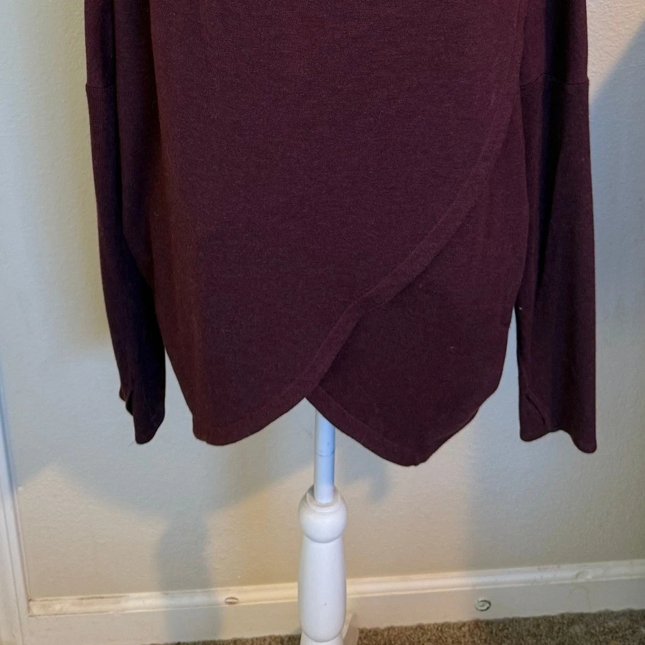 Athleta Sweatshirt Women XL Spiced Cabernet Purana Wrap Cowl Neck Hoodie Modal - Image 4 of 4